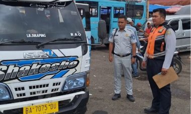 Jasa Raharja Bukittinggi Dukung Rampcheck Armada Angkutan Umum di Terminal Aur Kuning Demi Keselamatan Penumpang
